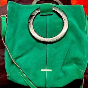 Vince Camuto green suede handbag